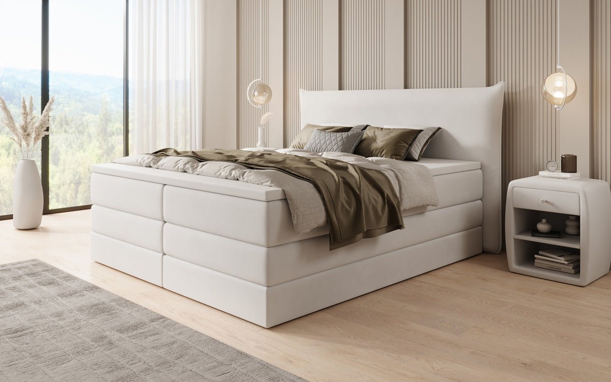 Lit boxspring Liana avec rangement relevable en velours