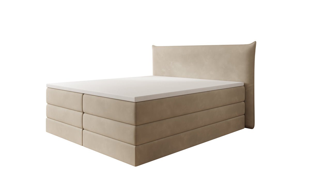 Lit boxspring Liana avec rangement relevable en velours