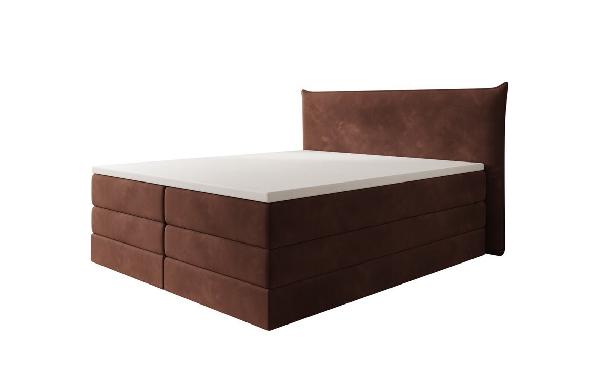 Lit boxspring Liana avec rangement relevable en velours