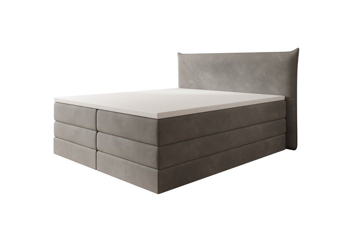 Lit boxspring Liana avec rangement relevable en velours