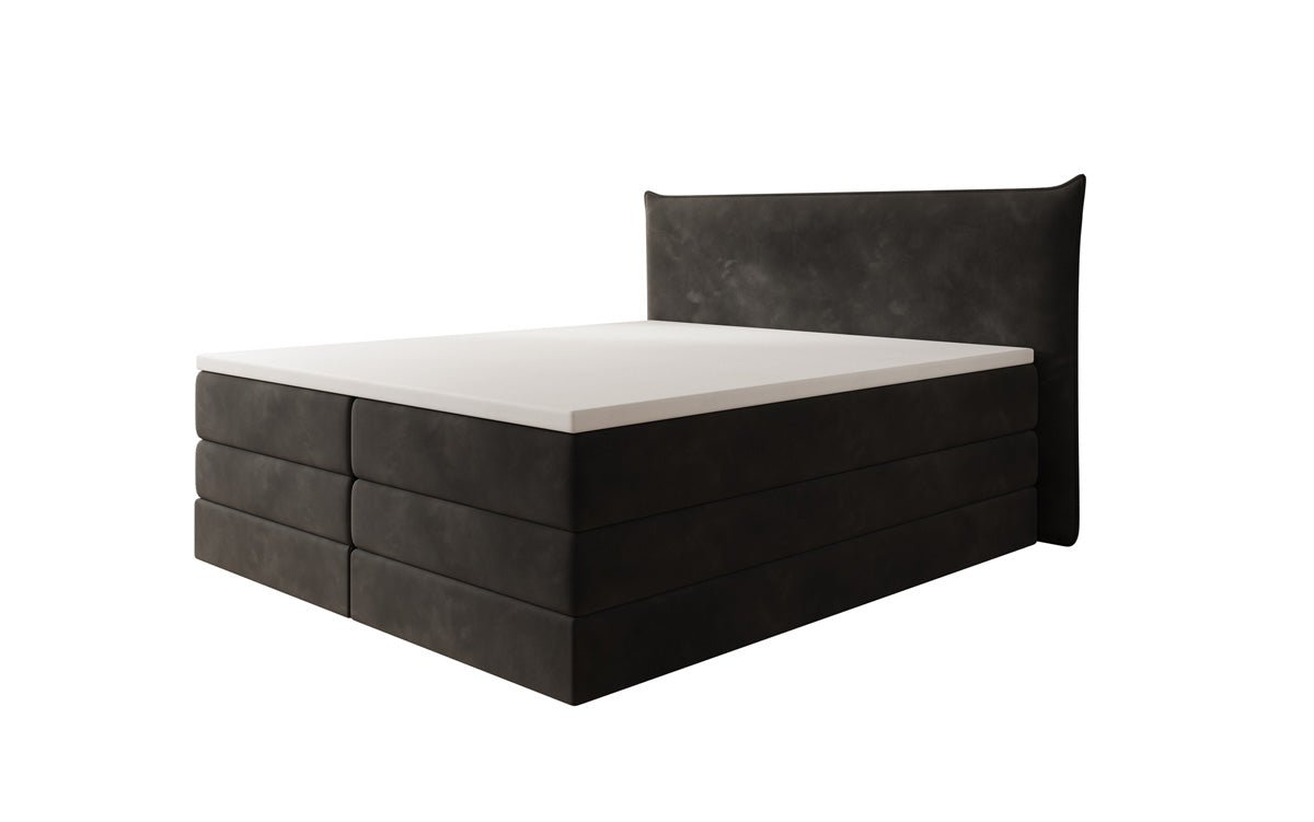 Lit boxspring Liana avec rangement relevable en velours