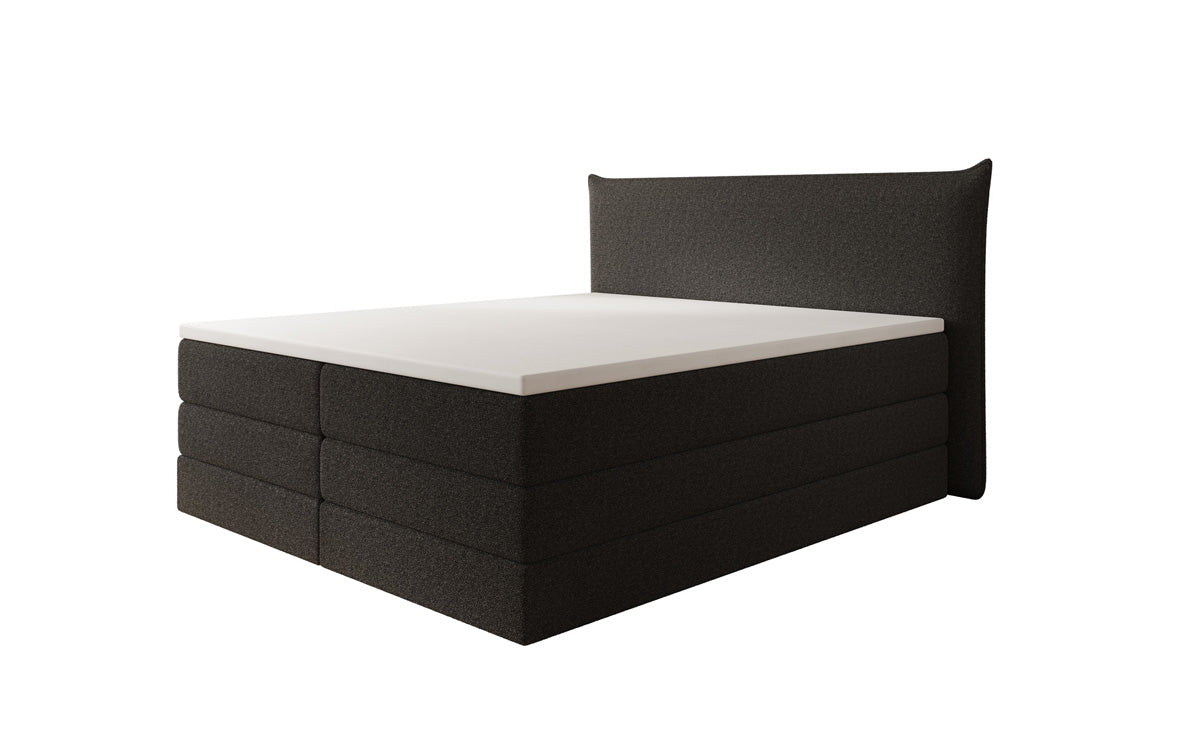 Lit boxspring Liana avec rangement relevable en Peluche Bouclé