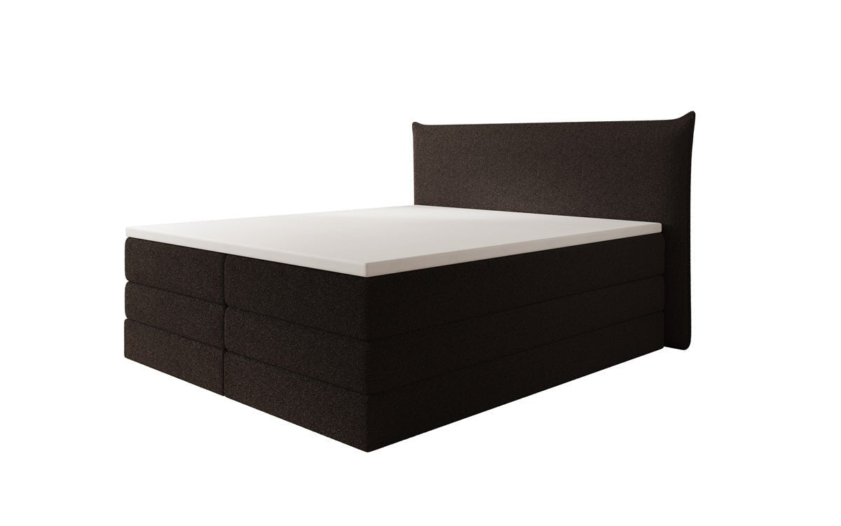 Lit boxspring Liana avec rangement relevable en Peluche Bouclé