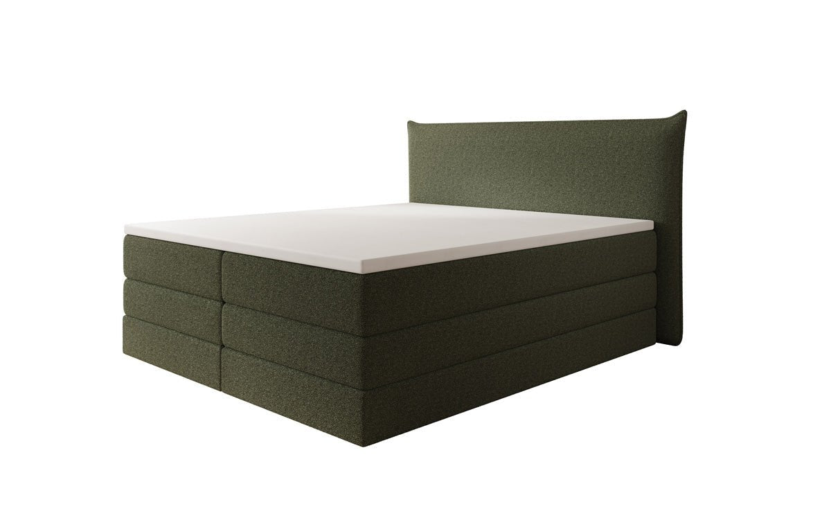 Lit boxspring Liana avec rangement relevable en Peluche Bouclé