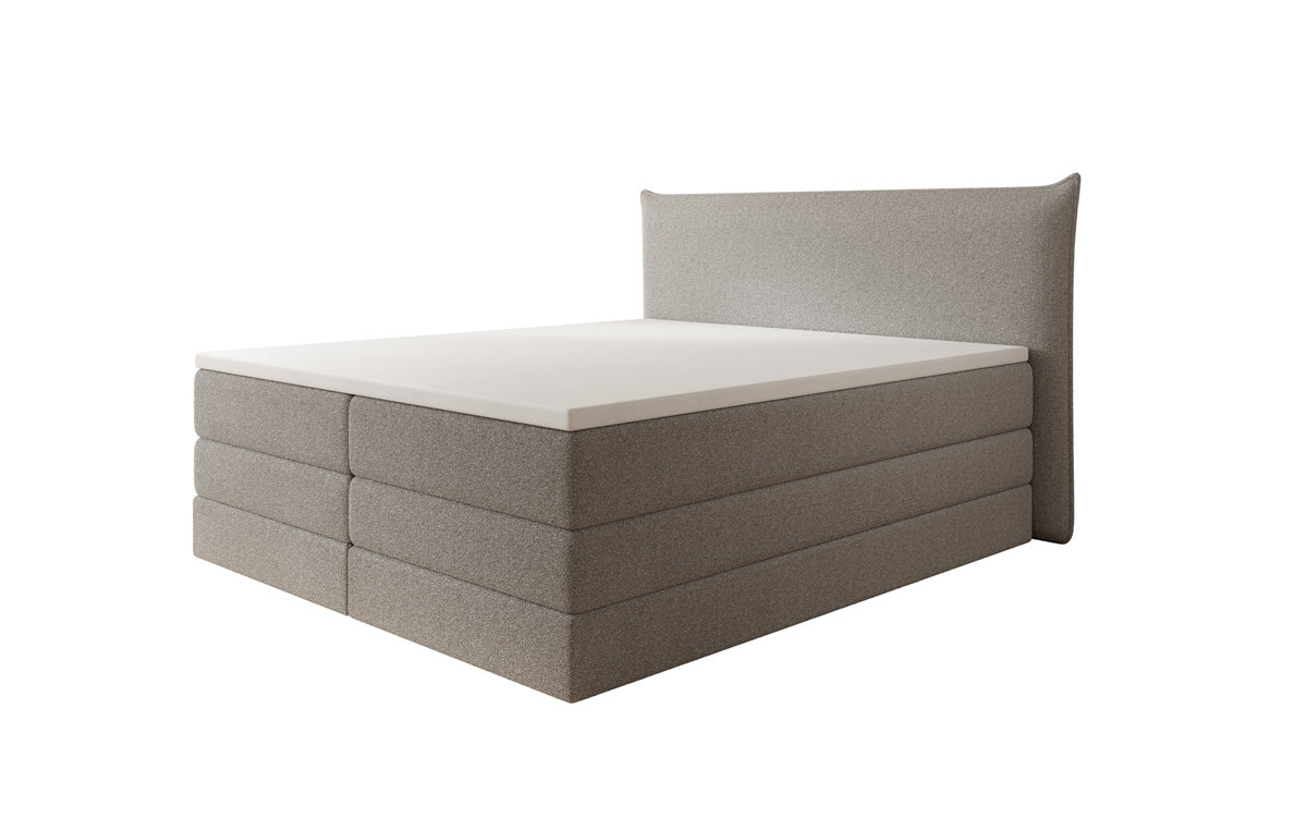 Lit boxspring Liana avec rangement relevable en Peluche Bouclé