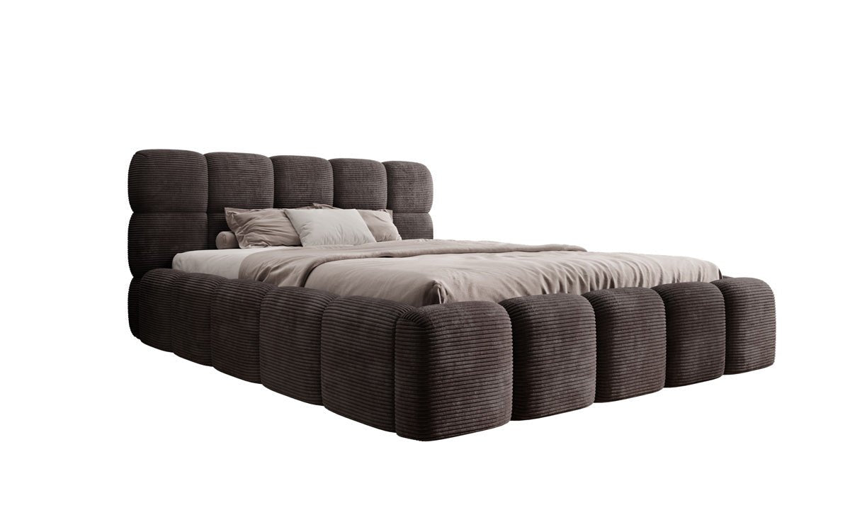 Designer Polsterbett Noeva in Cord mit Stauraum