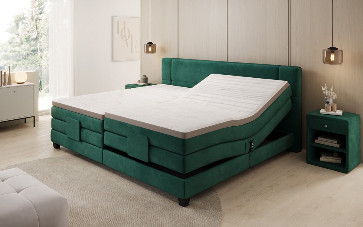 Familien Boxspringbett Noela 220/240x200 elektrisch verstellbar in Samt