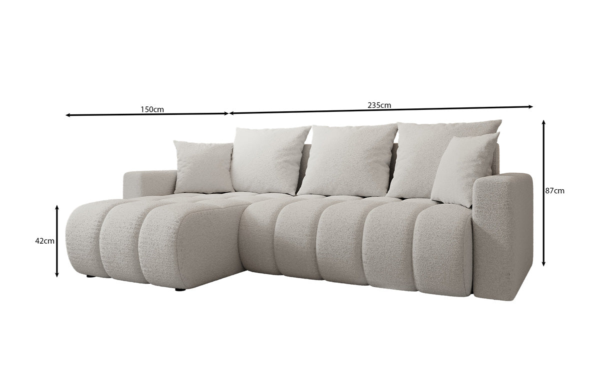 Canapé design Giulio L avec fonction couchage et rabattable en Bouclé