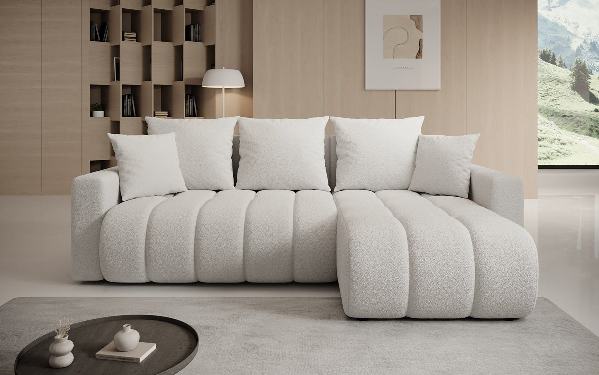 Canapé design Giulio L avec fonction couchage et rabattable en Bouclé