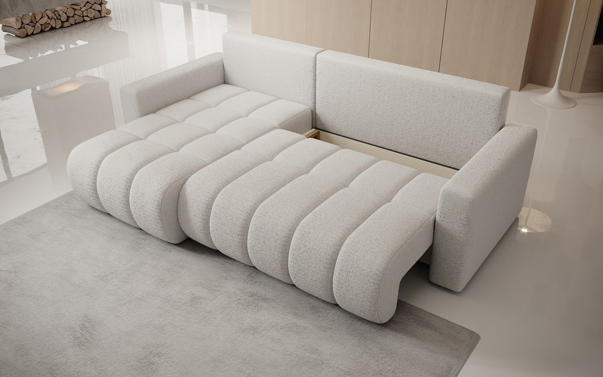 Canapé design Giulio L avec fonction couchage et rabattable en Bouclé