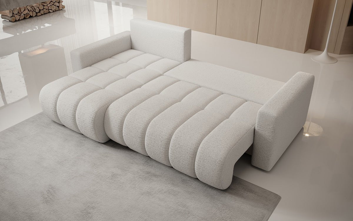 Canapé design Giulio L avec fonction couchage et rabattable en Bouclé