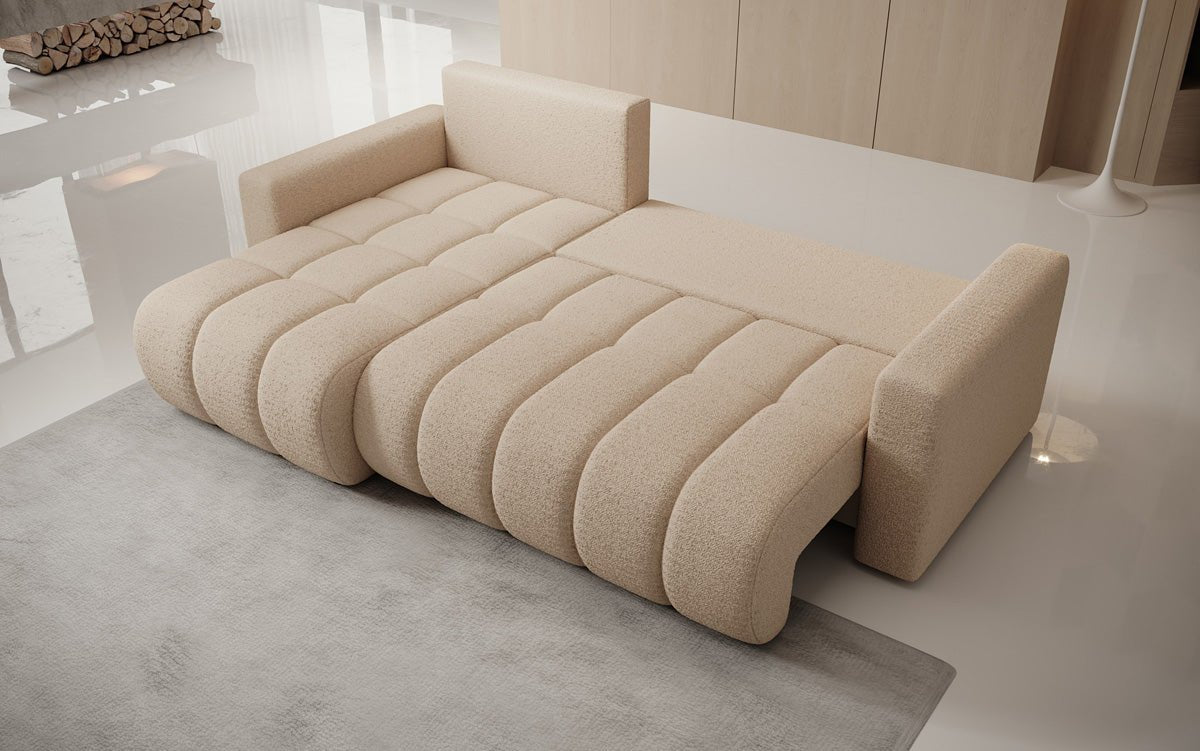 Canapé design Giulio L avec fonction couchage et rabattable en Bouclé
