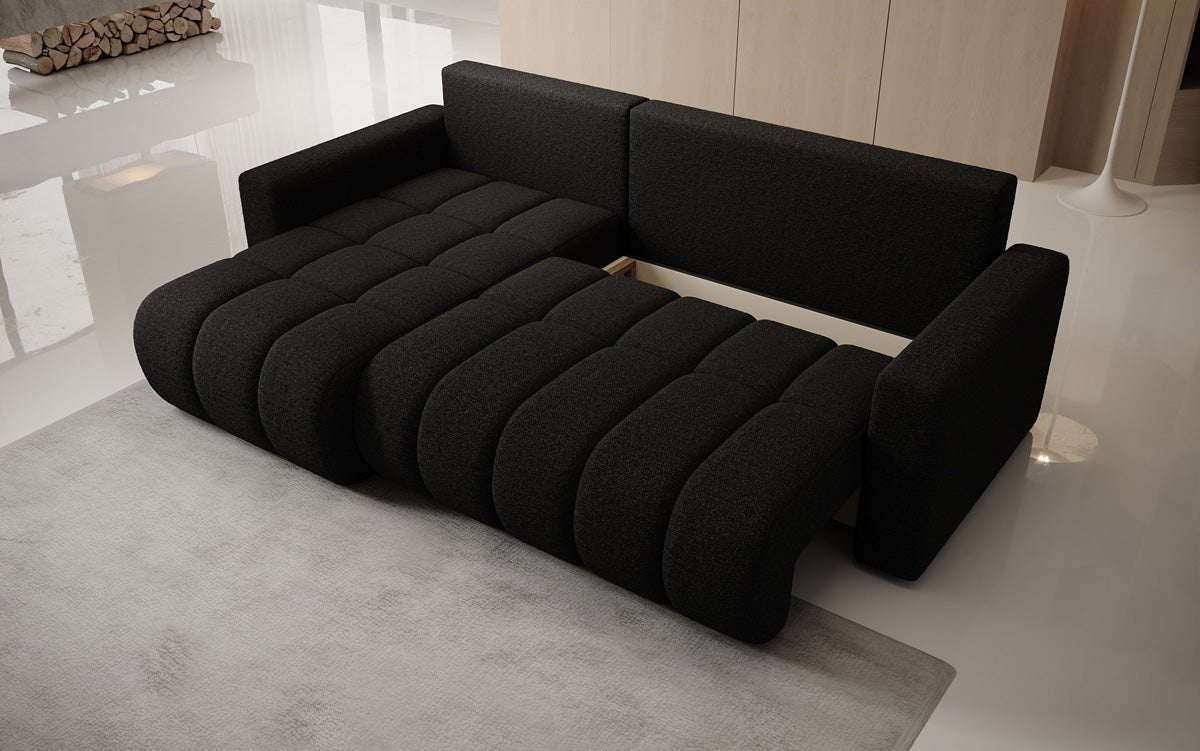 Canapé design Giulio L avec fonction couchage et rabattable en Bouclé