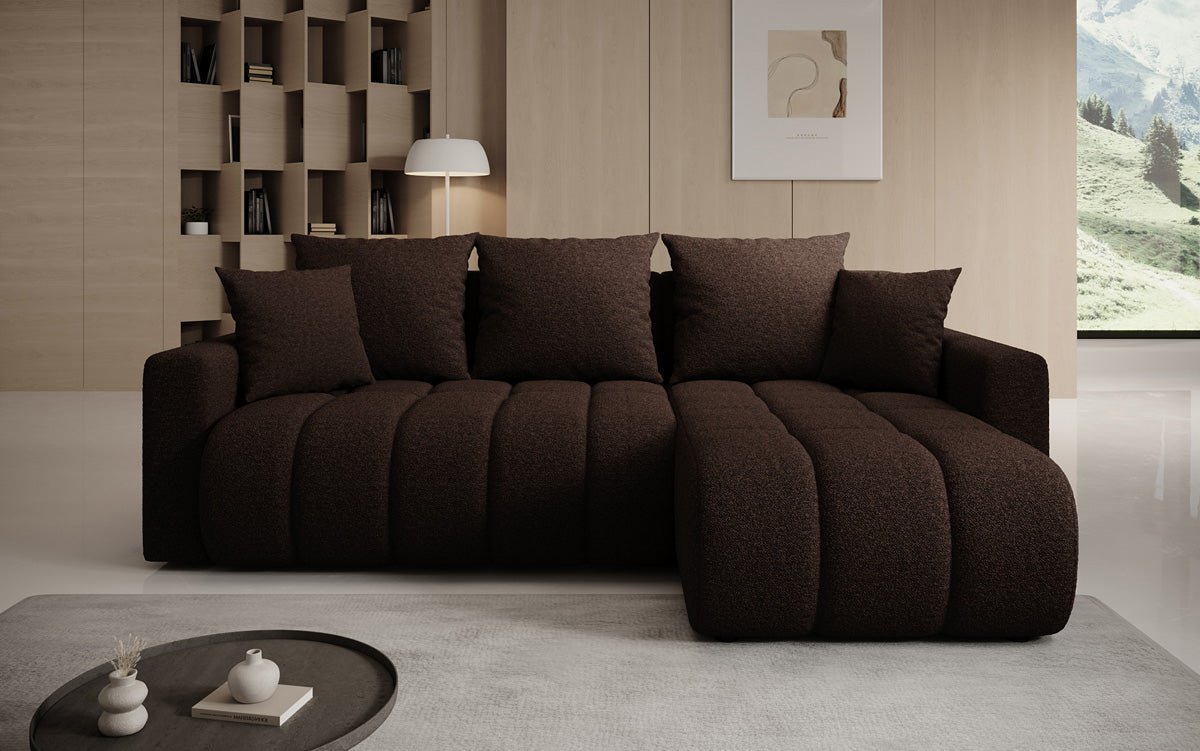 Canapé design Giulio L avec fonction couchage et rabattable en Bouclé