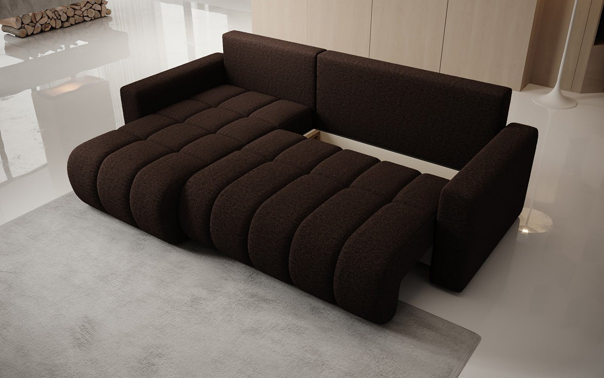 Canapé design Giulio L avec fonction couchage et rabattable en Bouclé