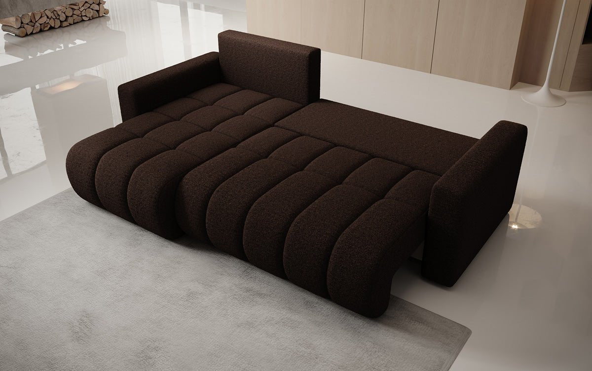 Canapé design Giulio L avec fonction couchage et rabattable en Bouclé