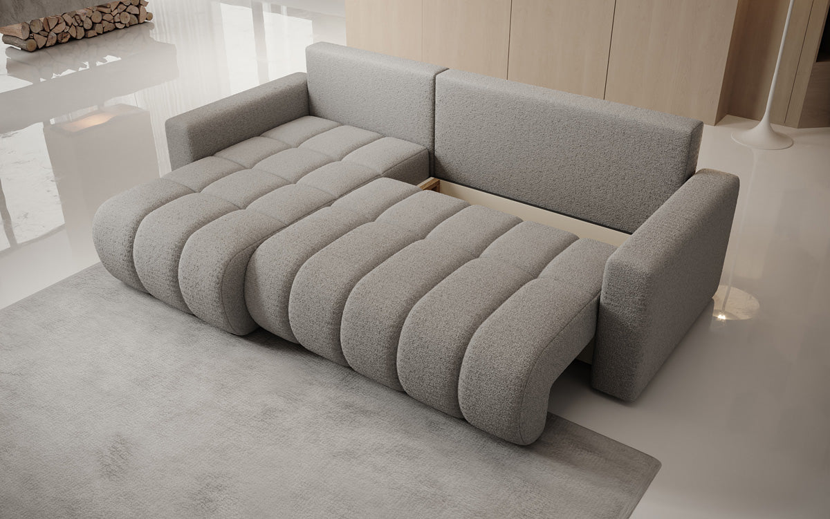 Canapé design Giulio L avec fonction couchage et rabattable en Bouclé