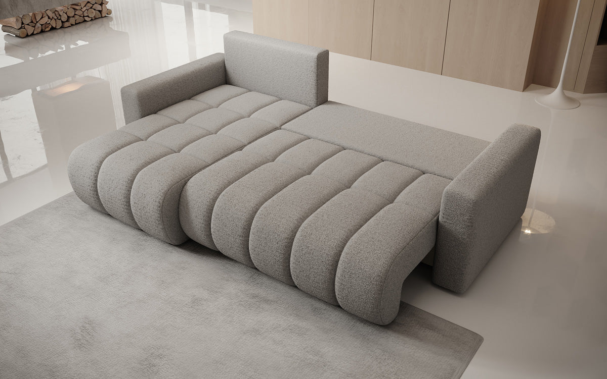 Canapé design Giulio L avec fonction couchage et rabattable en Bouclé