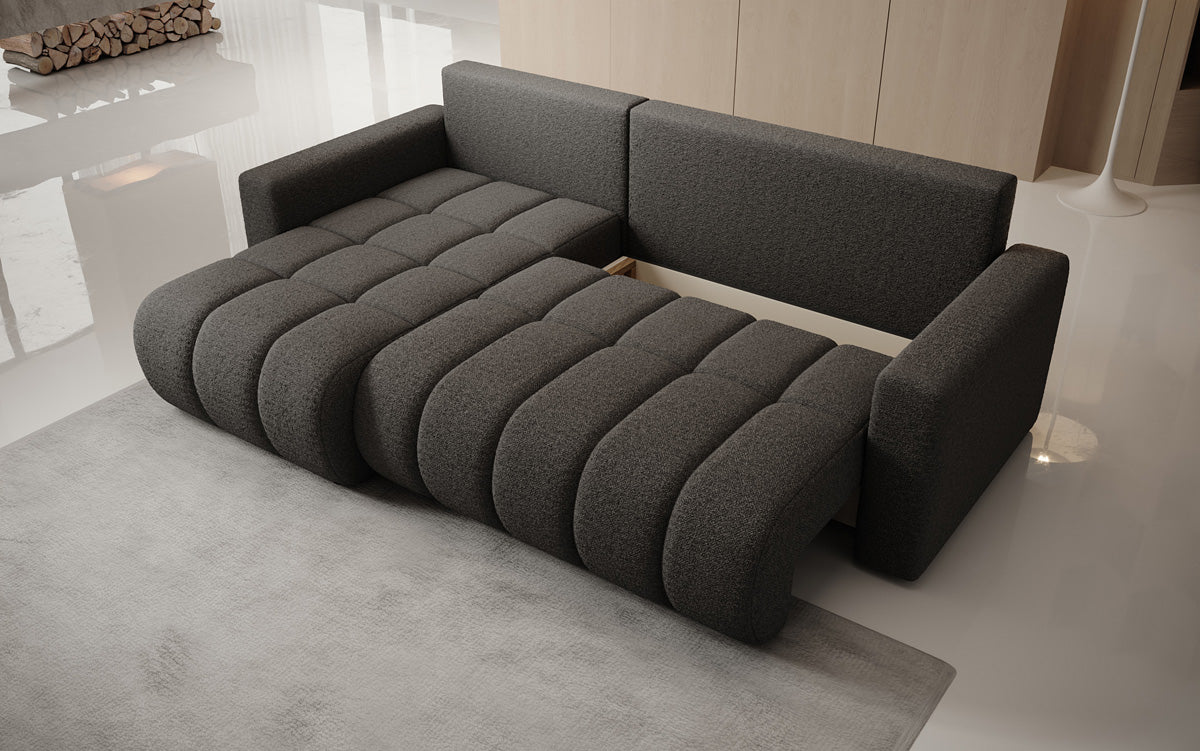 Canapé design Giulio L avec fonction couchage et rabattable en Bouclé