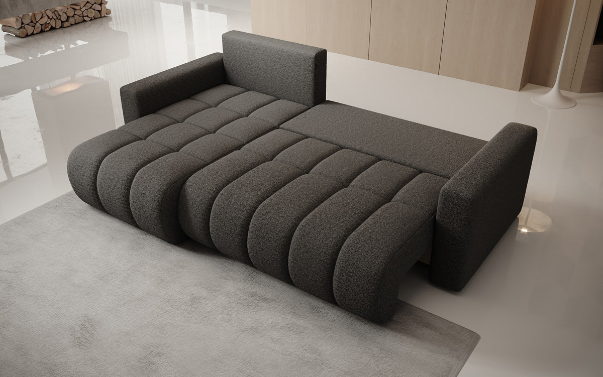 Canapé design Giulio L avec fonction couchage et rabattable en Bouclé