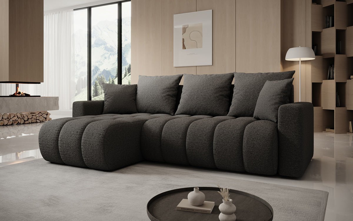 Canapé design Giulio L avec fonction couchage et rabattable en Bouclé