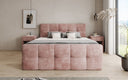 Lit boxspring Cozy en côtelé avec espace de rangement