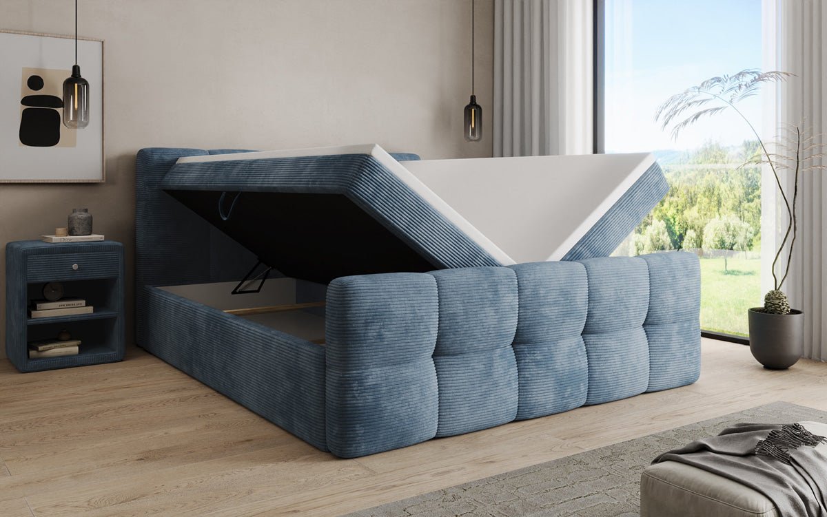 Boxspringbett Cozy in Cord mit Stauraum