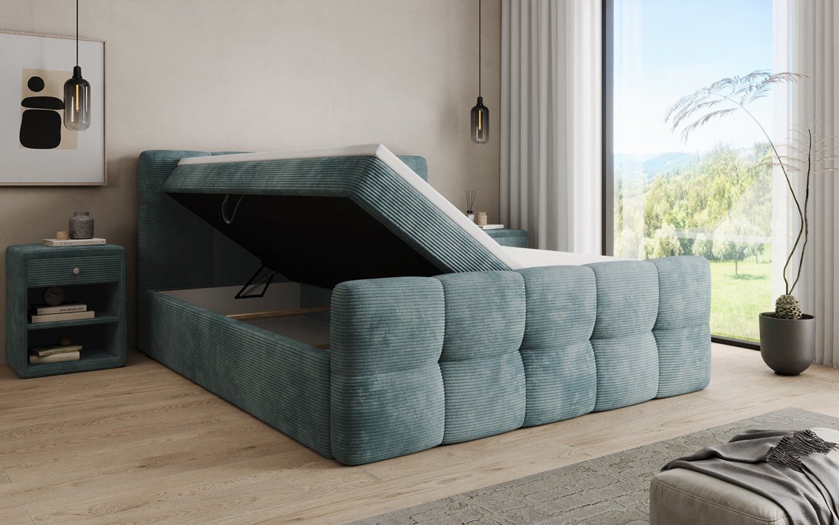Boxspringbett Cozy in Cord mit Stauraum