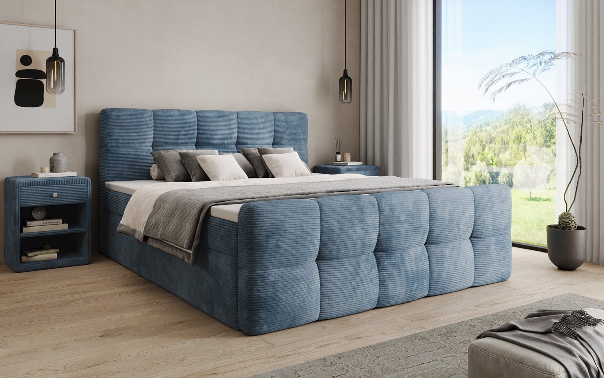 Boxspringbett Cozy in Cord mit Stauraum