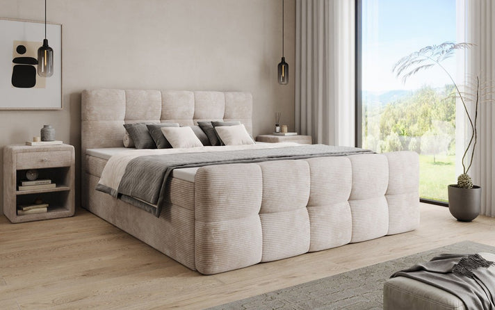 Boxspringbett Cozy in Cord mit Stauraum