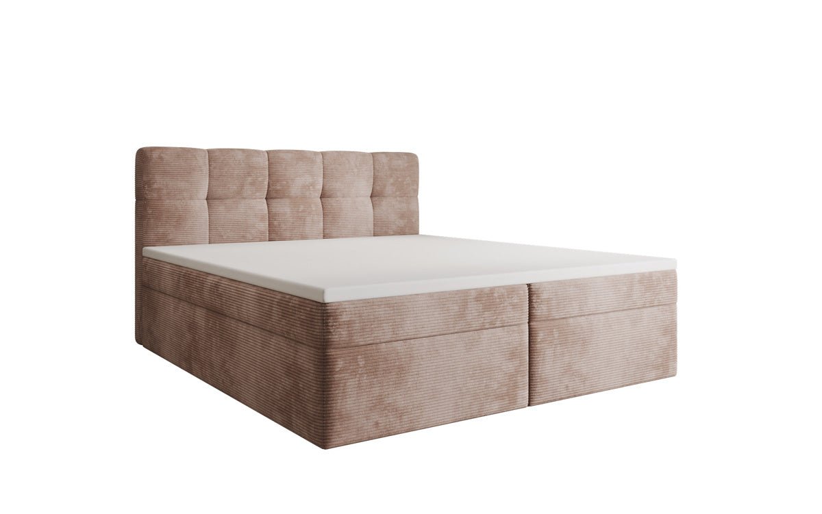 Lit boxspring Cozy II en Côtelé avec rangement