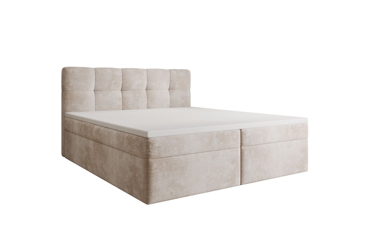 Lit boxspring Cozy II en Côtelé avec rangement