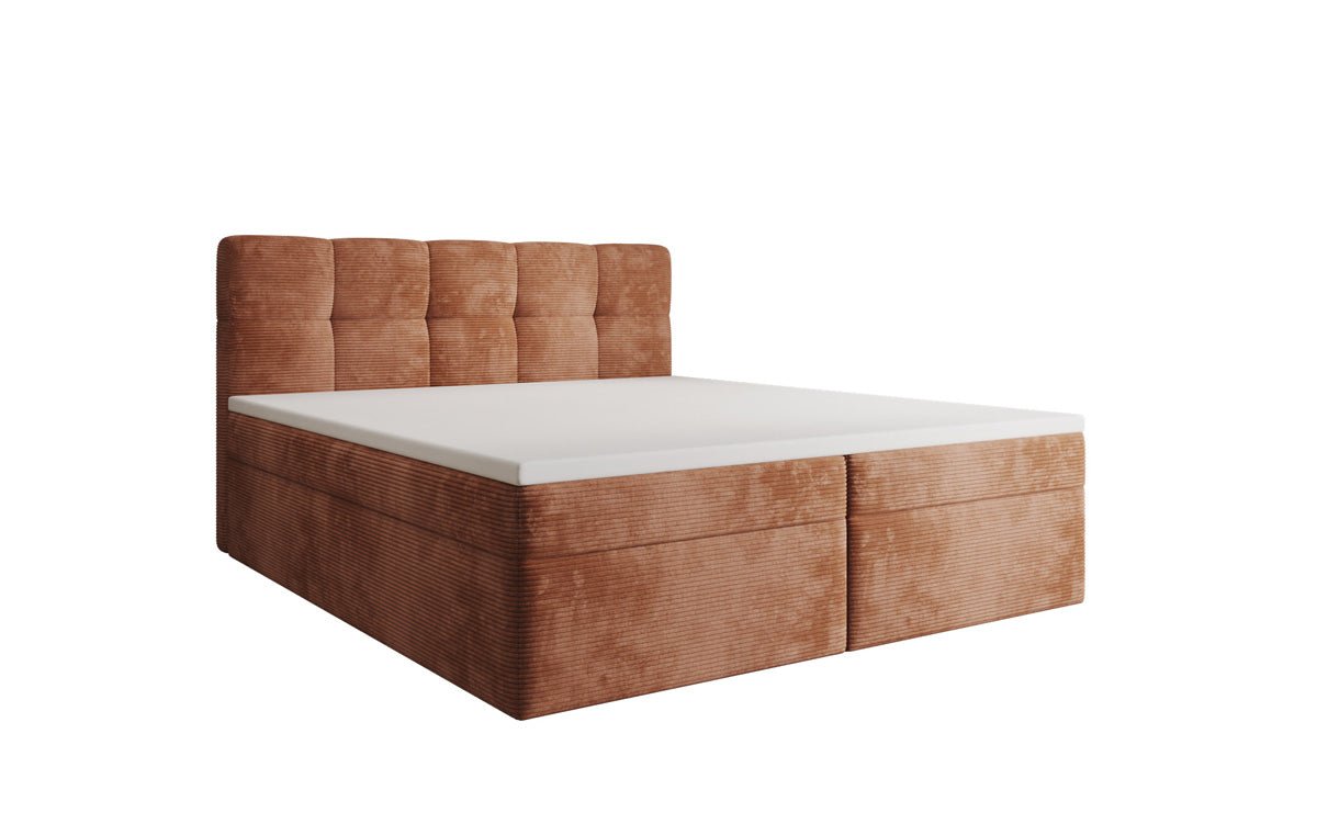 Lit boxspring Cozy II en Côtelé avec rangement