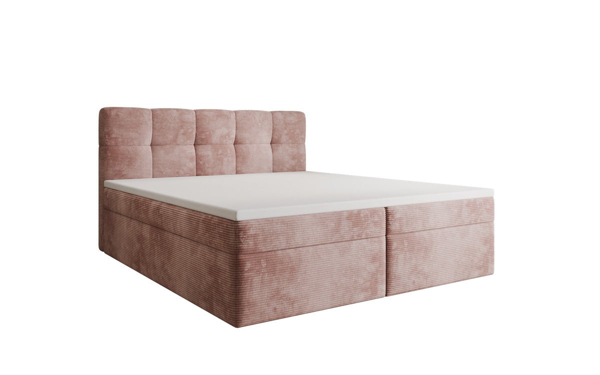 Lit boxspring Cozy II en Côtelé avec rangement