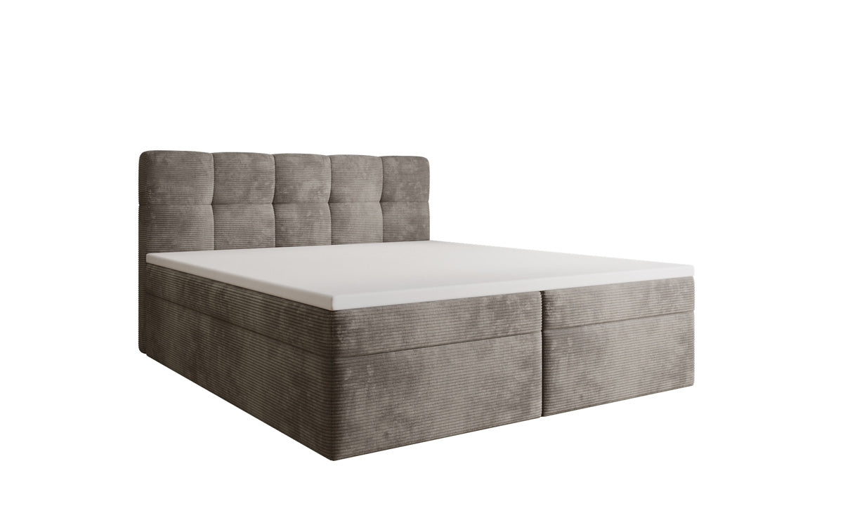 Lit boxspring Cozy II en Côtelé avec rangement