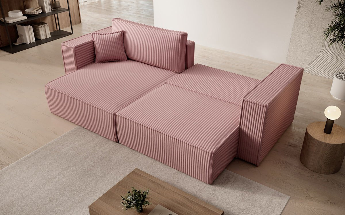 Designer Sofa Paris in breitem Cord mit Schlaf- und Klappfunktion