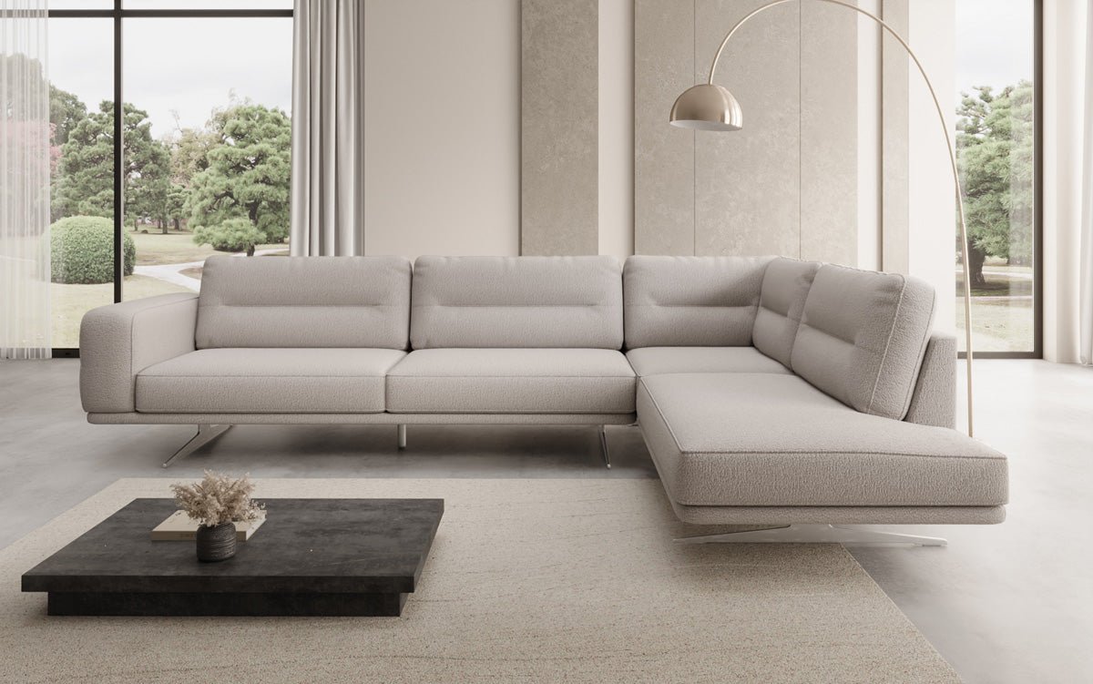 Canapé design en L fermé Torino en Bouclé