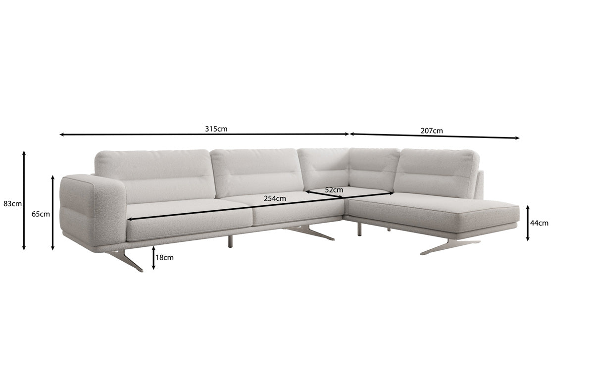 Canapé design en L fermé Torino en Bouclé