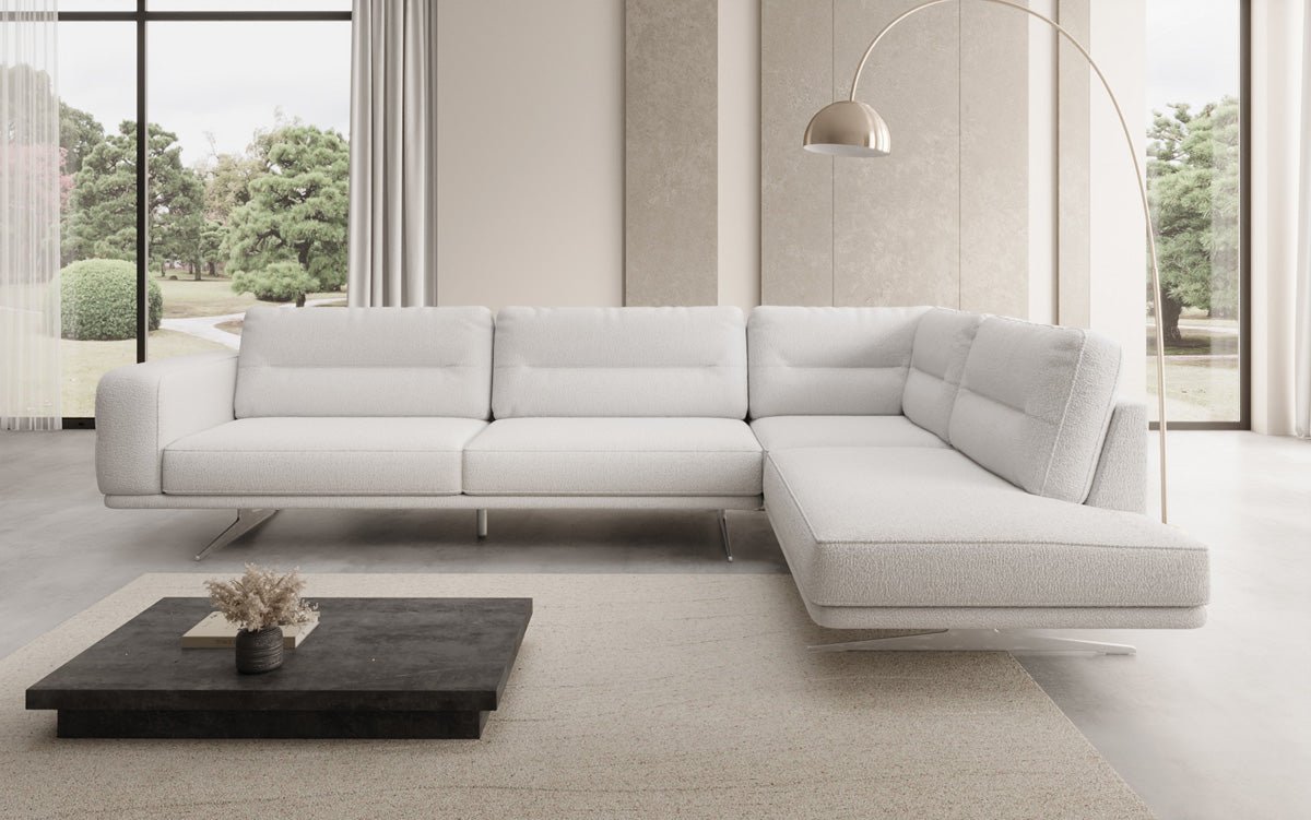 Canapé design en L fermé Torino en Bouclé