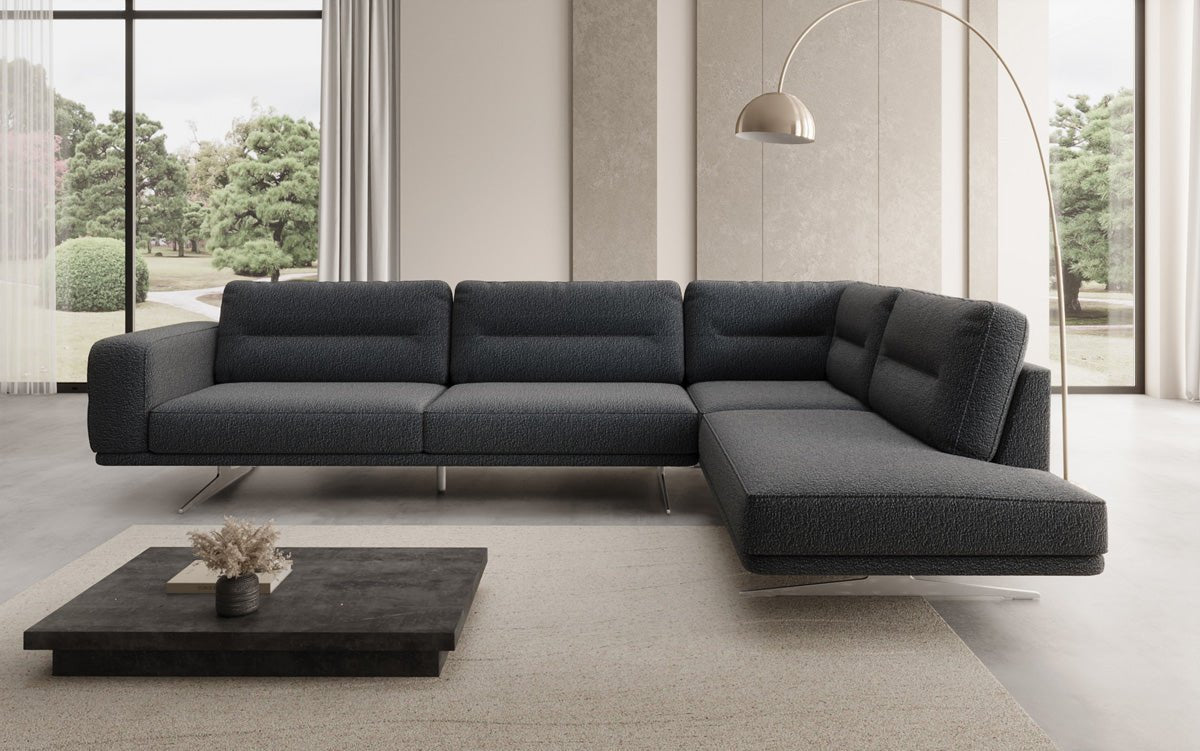 Canapé design en L fermé Torino en Bouclé