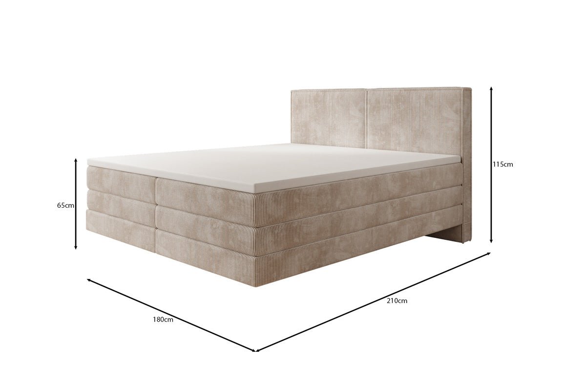 Lit boxspring Elara à effet flottant en Côtelé