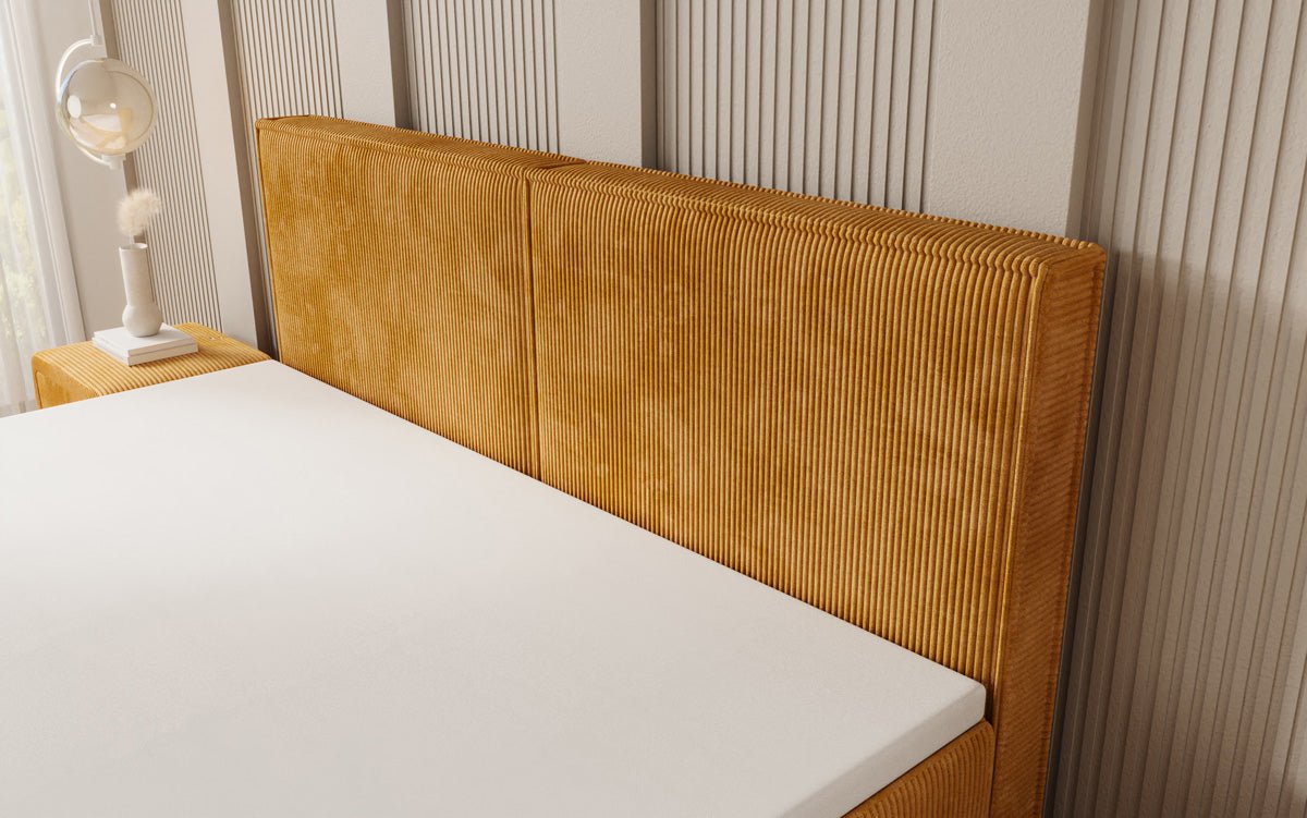 Lit boxspring Elara à effet flottant en Côtelé