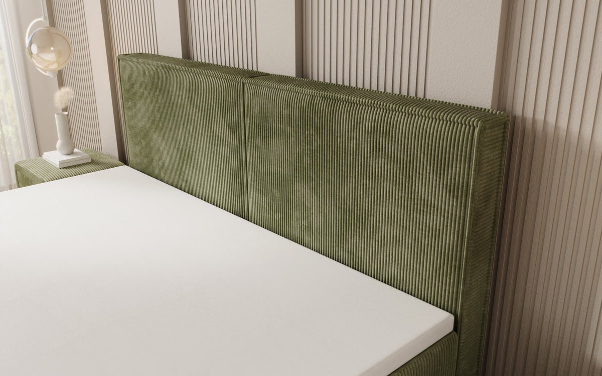 Lit boxspring Elara à effet flottant en Côtelé