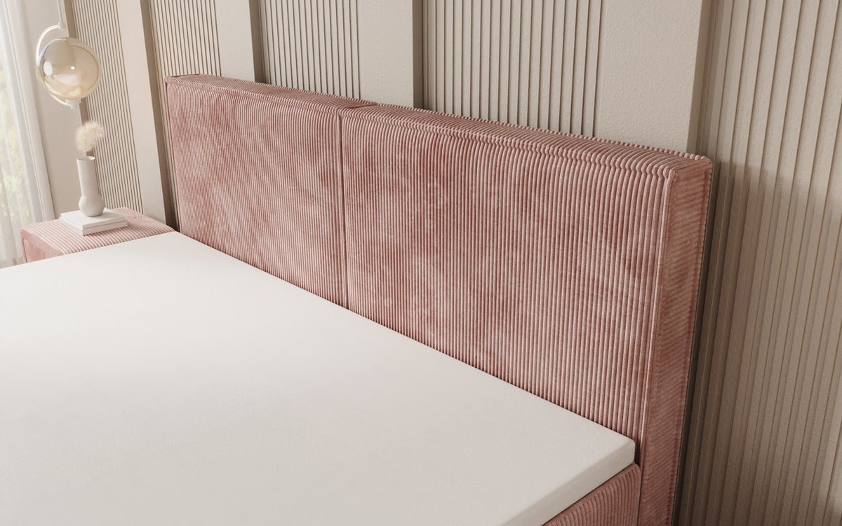 Lit boxspring Elara à effet flottant en Côtelé