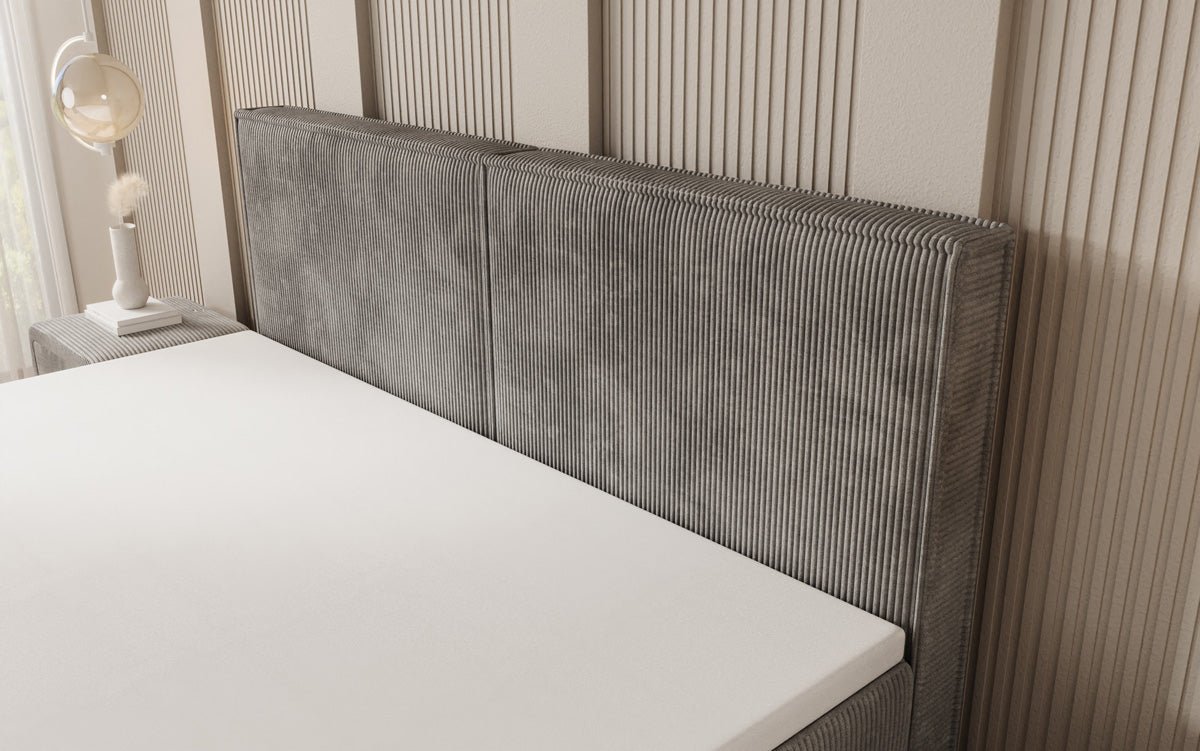 Lit boxspring Elara à effet flottant en Côtelé