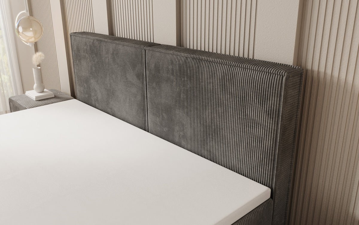 Lit boxspring Elara à effet flottant en Côtelé