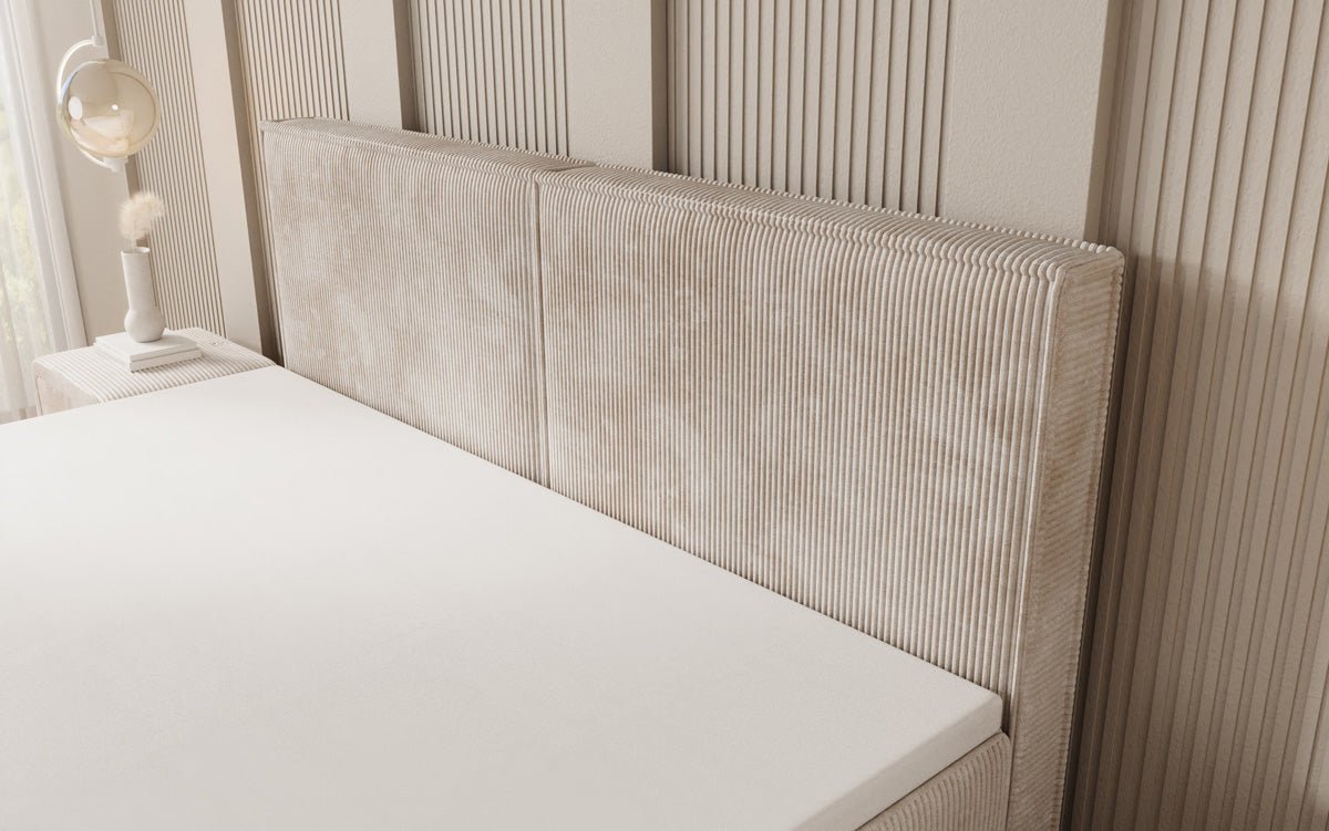 Lit boxspring Elara à effet flottant en Côtelé