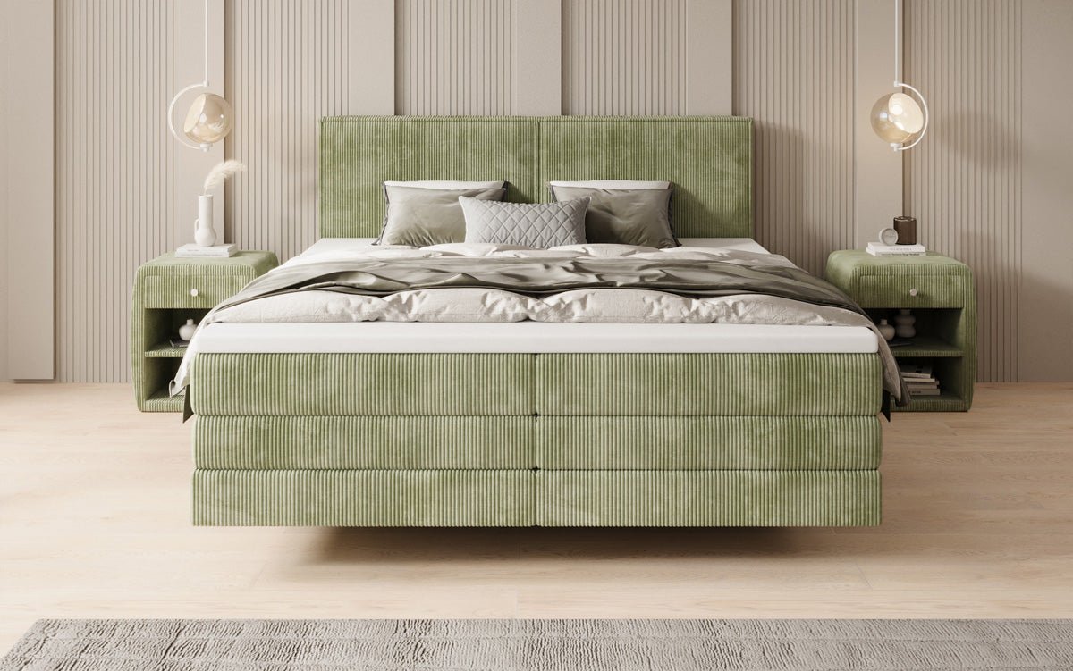 Lit boxspring Elara à effet flottant en Côtelé
