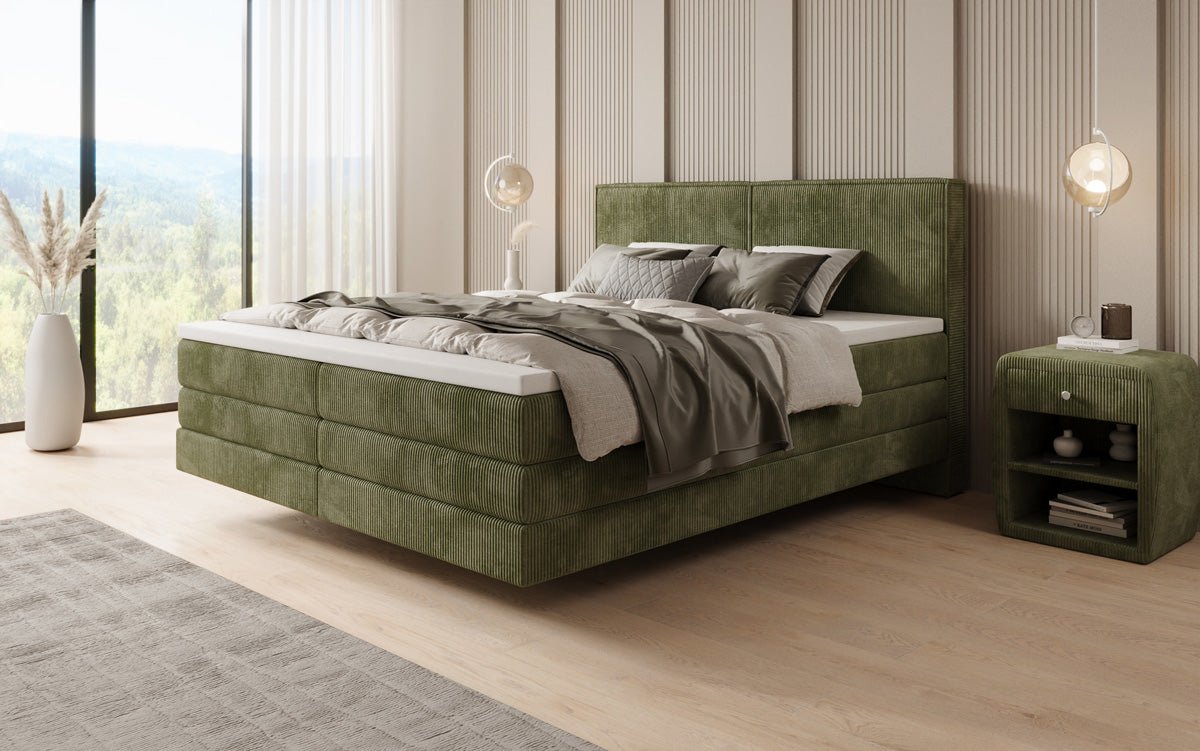 Lit boxspring Elara à effet flottant en Côtelé