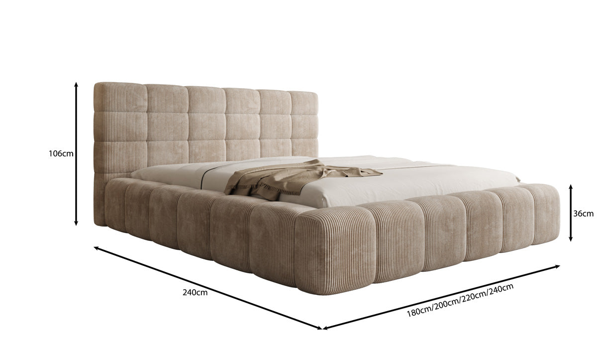 Lit rembourré design Marshmallow en Côtelé avec espace de rangement